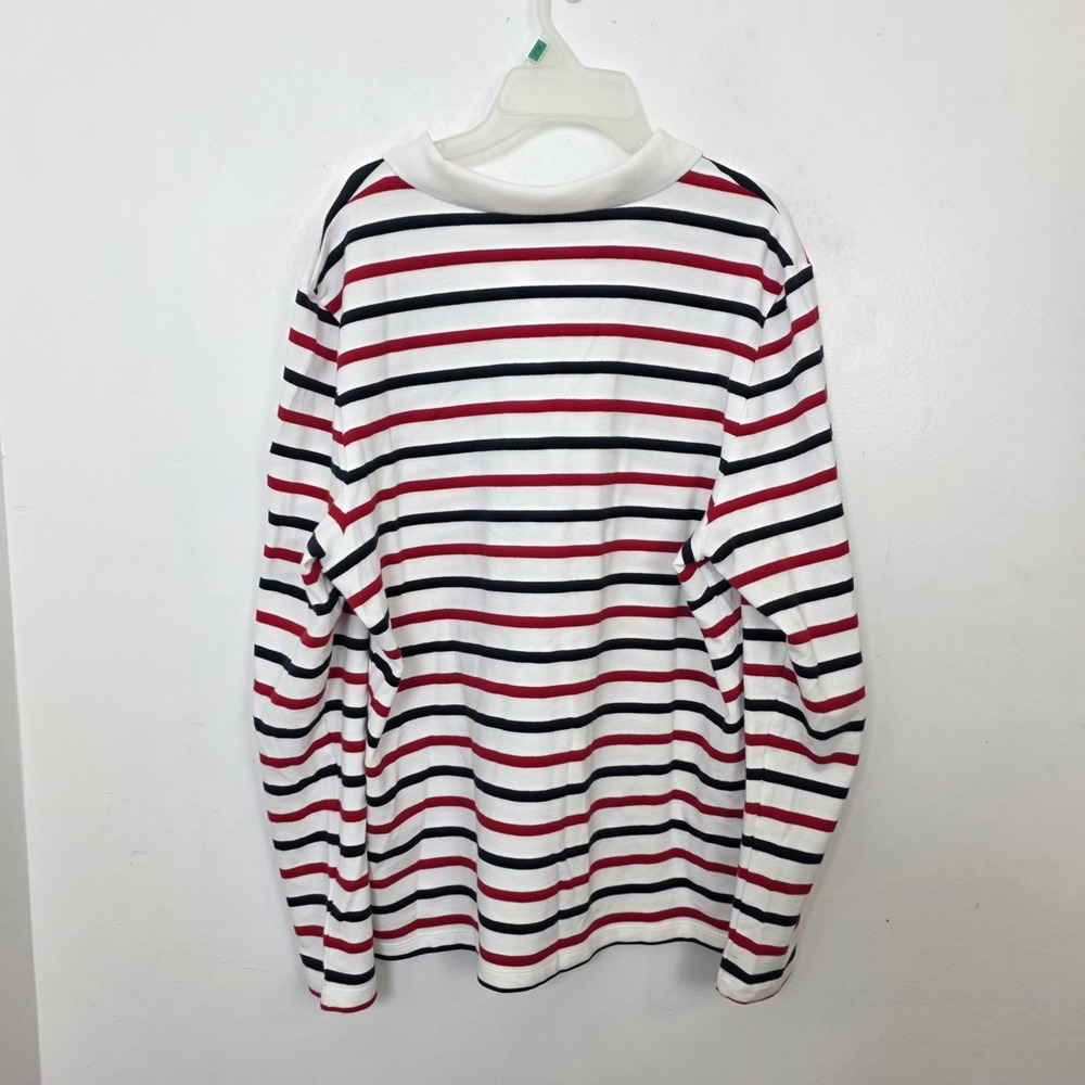 Tommy Hilfiger White Navy Red Striped Preppy Heart Long Sleeve Shirt Size XL‎ - Picture 7 of 7